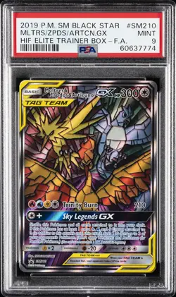 2019 POKEMON SM BLACK STAR PROMO FULL ART/MOLTRES & ZAPDOS & ARTICUNO GX PSA 9 - Image 1