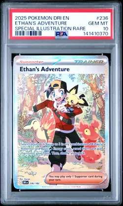 2025 POKEMON DESTINED RIVALS SPECIAL ILLUSTRATION RARE ETHAN'S ADVENTURE PSA 10 - Image 1