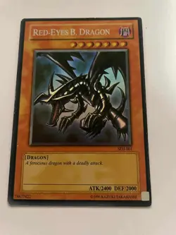 Yu-Gi-Oh Red-Eyes B. Dragon SDJ-001 Holo Monster Card ATK2400 DEF2000 1996 - Image 1