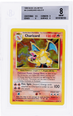 1999 Pokemon Base Set Charizard Holo #4 BGS 8 - Image 1