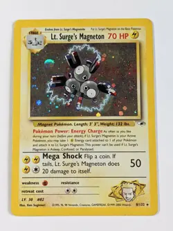 Pokemon: Lt. Surge’s Magneton 8/132 Rare Holo. Gym Heroes. HP - Image 1