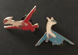 2 X Pokemon Pin Badge Latias Latios From Dragon Majesty Blister - Image 1