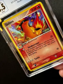 CGC 8.5 ERROR Pokemon Quilava #45 Unseen Forces INVERTED HOLO LAYER! - Image 3