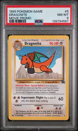 1999 Pokemon Game Movie #5 Dragonite Movie Promo PSA 8 - Image 1