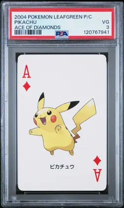 2004 POKEMON LEAFGREEN VERSION PLAYING CARDS ACE OF DIAMONDS PIKACHU PSA 3 - Image 1