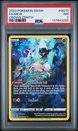 2023 POKEMON SWORD & SHIELD CROWN ZENITH #GG10 FULL ART/MEW PSA 7 - Image 1
