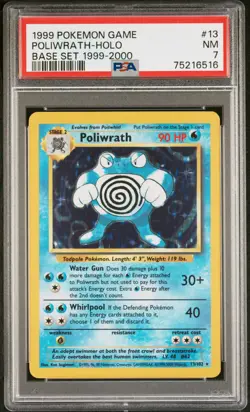 PSA 7 Poliwrath 13/102 Base Set Holo Pokemon Card WOTC 1999-2000 4th Print - NM - Image 1