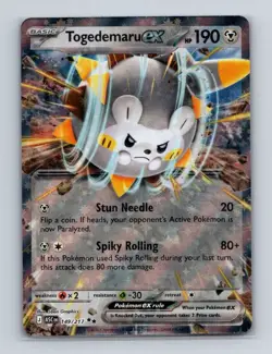 Togedemaru ex 149 2026 Pokemon Ascended Heroes Double Rare Card NM+ - Image 1