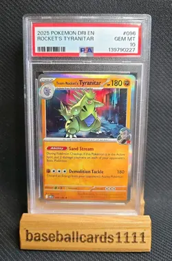 2025 POKEMON DRI EN-DESTINED RIVALS #096 TEAM ROCKET'S TYRANITAR PSA 10 P1 - Image 1