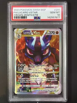 PSA 10 2023 Pokemon Lucario VSTAR SWSH291 Black Star Promo Crown Zenith Gem Mint - Image 1