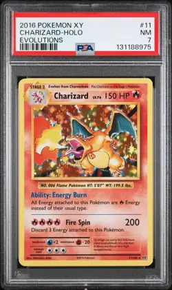2016 POKEMON XY EVOLUTIONS #11 CHARIZARD-HOLO PSA 7 - Image 1