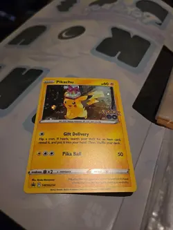 POKEMON PIKACHU SWSH234 POKEMON GO PROMO BLACK STAR COSMOS HOLO NM CARD - Image 1