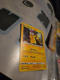 POKEMON PIKACHU SWSH234 POKEMON GO PROMO BLACK STAR COSMOS HOLO NM CARD - Image 2