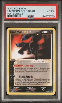 2007 POKEMON POP SER 5 #17 UMBREON-GOLD STAR PSA 4 - Image 1