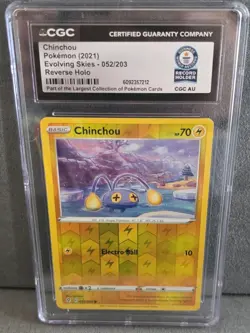 World record Pokemon Chinchou Evolving Skies Reverse Holo 052/203 CGC 2021 - Image 1