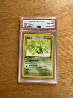 2000 Pokemon Team Rocket First Edition Oddish #63/82 PSA 8 - Image 1