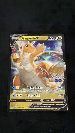 Pokemon TCG Dragonite V SWSH235 Pokemon GO Promo Black Star Holo Eng - Image 1