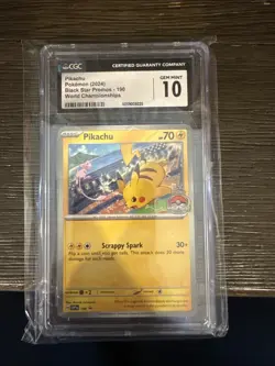 CGC 10 Pokemon Pikachu 2024 World Championships Promo - SVP: 190 Gem Mint 10!!!! - Image 1
