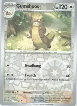 Gumshoos Reverse Holo Pokemon tcg SV03: Obsidian Flames #177/197 - Image 1