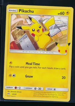 Pikachu 25/25 NON-HOLO Pokemon Card 25th Anniversary McDonalds Promo 2021 NrMT - Image 1
