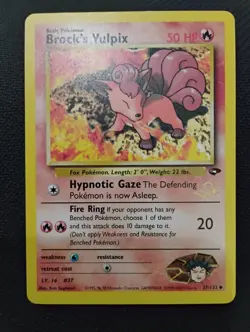 Brock's Vulpix 37/132 Gold W Stamp Uncommon Gym Challenge 2000 Pokemon NM/LP - Image 1