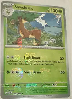 Pokemon TCG Sawsbuck 092/086 Master Ball Holo White Flare - Image 1