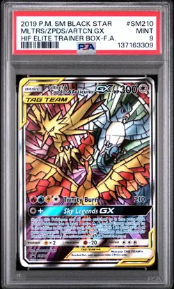 2019 POKEMON SM BLACK STAR PROMO FULL ART/MOLTRES & ZAPDOS & ARTICUNO GX PSA 9 - Image 1