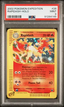 PSA 9 Rapidash Holo Rare Expedition 26/165 Pokemon Card - Image 1