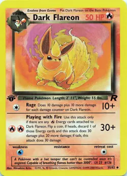 POKEMON Dark Flareon #35/82 1st Edition Team Rocket NM - Image 1
