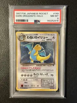1997 P.M. Pokemon Japanese Rocket Dark Dragonite Holo PSA 8 #149 - Image 1