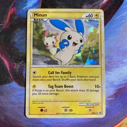 Minun HGSS17 Heart Gold Soul Silver Pokemon Card Crack Ice Holo Promo 2010 - Image 1