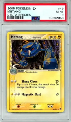 2005 Pokemon EX Delta Species Metang #49 PSA 9 MINT - Image 1
