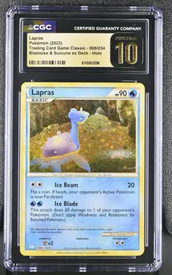 Lapras CGC Pristine 10 Holo TCG Classic 2023 008/034 Pokemon - Image 1