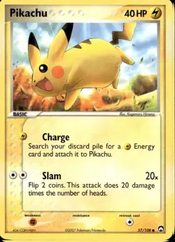Pikachu 57/108 Common EX Power Keepers Pokemon - Image 1