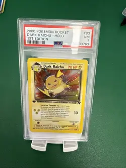 2000 Pokemon Dark Raichu Holo 1st Edition Team Rocket 83/82 PSA 7 NM - Image 1