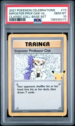 2021 Pokemon Celebrations 73/102 Imposter Professor Oak PSA 10 GEM MINT - Image 1