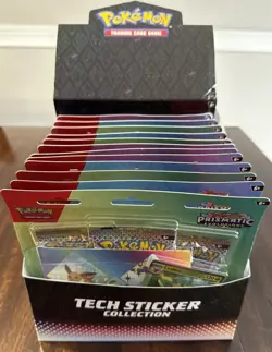 Pokemon Prismatic Evolutions 3 Booster Pack Blister-Tech Sticker Collection x12 - Image 1