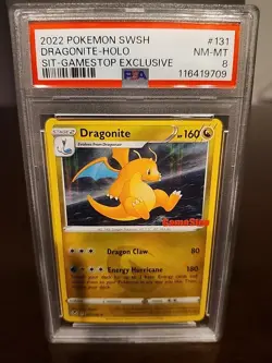 2022 Pokemon SWSH Dragonite Holo SIT Gamestop Exclusive PSA 8 - Image 1