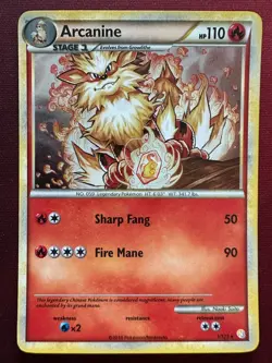 ARCANINE 1/123 HeartGold & SoulSilver holo rare Pokemon card VLP-NM - Image 1