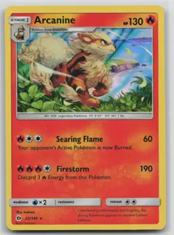 Pokemon Card Arcanine Holo Rare SM Base Set 22/149 - Image 1