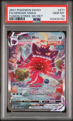 2021 POKEMON SWORD & SHIELD FUSION STRIKE SECRET FULL ART/GENGAR VMAX PSA 10 - Image 1