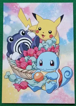 Pikachu Squirtle Pokemon Postcard Blue Version No.023 Nintendo Japan F/S - Image 1