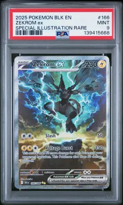2025 Pokemon BLK EN-Black Bolt Zekrom EX #166 PSA 9 - Image 1