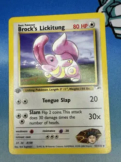 Brock’s Lickitung 41/132 1st Edition Gym Heroes WOTC Pokemon Card - Image 1