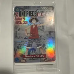 🔥🔥SEALED Bandai One Piece CCG Monkey.D.Luffy US Voyage Full Art Holo Card ☄☄ - Image 3
