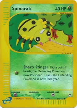 Damaged, English Pokemon Reverse Holo Spinarak - 111/147 - Common - Reverse Holo - Image 1
