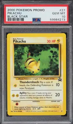 2000 Pokemon Black Star Promo Pikachu #27 PSA 10 - Image 1