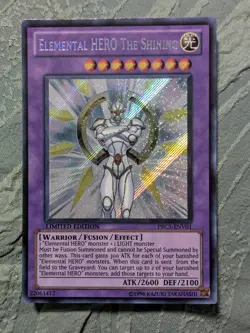 YUGIOH ELEMENTAL HERO THE SHINING PRC1-ENV01 SECRET LIMITED ED NM - Image 1