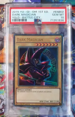 PSA 10 Dark Magician YGLD-ENB02 1st Edition Battle City Gem Mint YuGiOh - Image 1