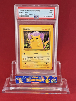 1999 Pokemon Base Yellow Cheeks PIKACHU Card #58/102 PSA 9 - Image 1